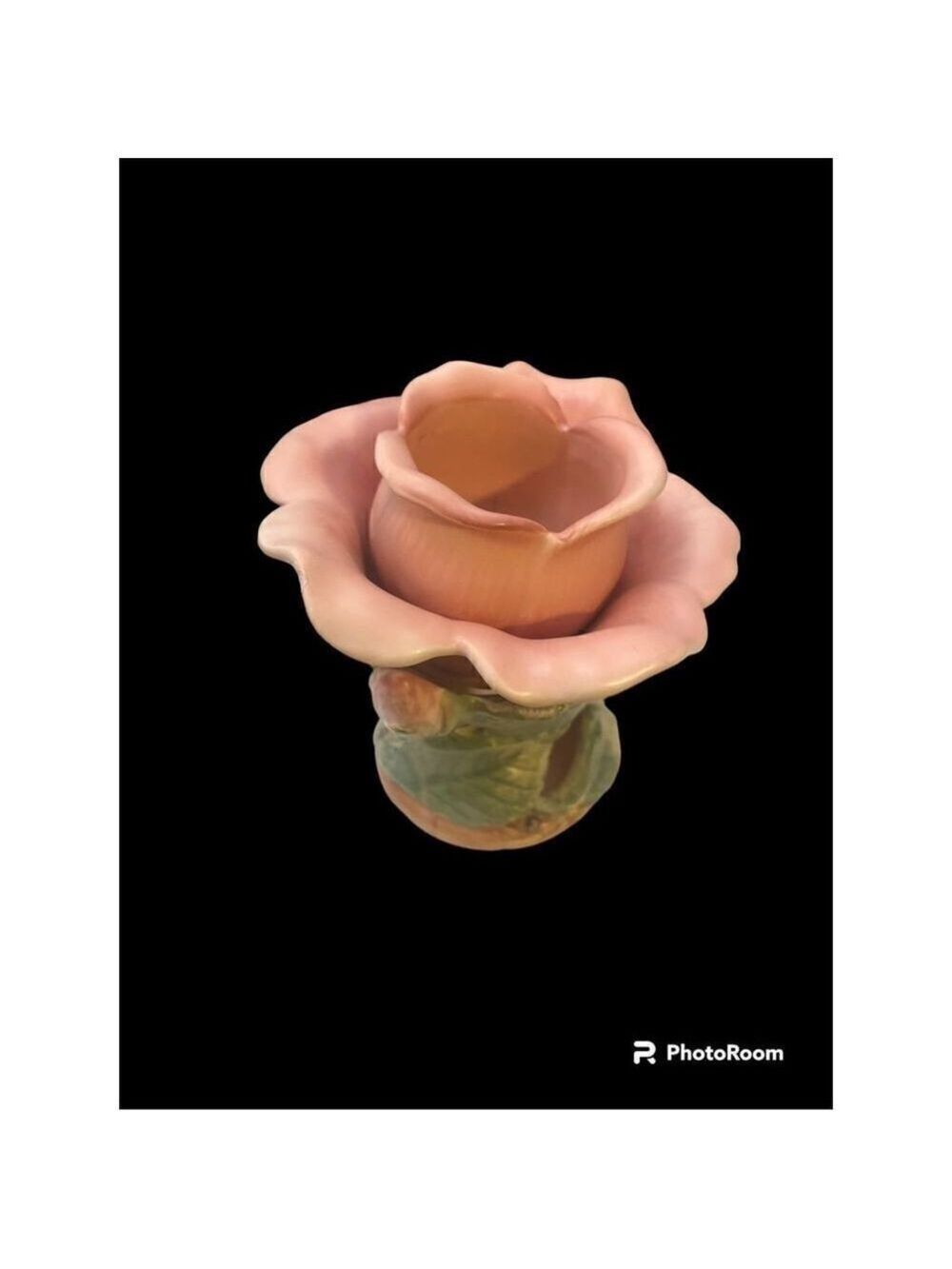 Vintage Capodimonte Blushing Rose Candle Holder Fritz $ Floyd stickerJapan